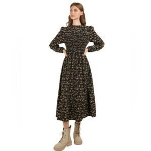 New-in Very J- Mock Neck Floral Printed Midi Dress Size Small